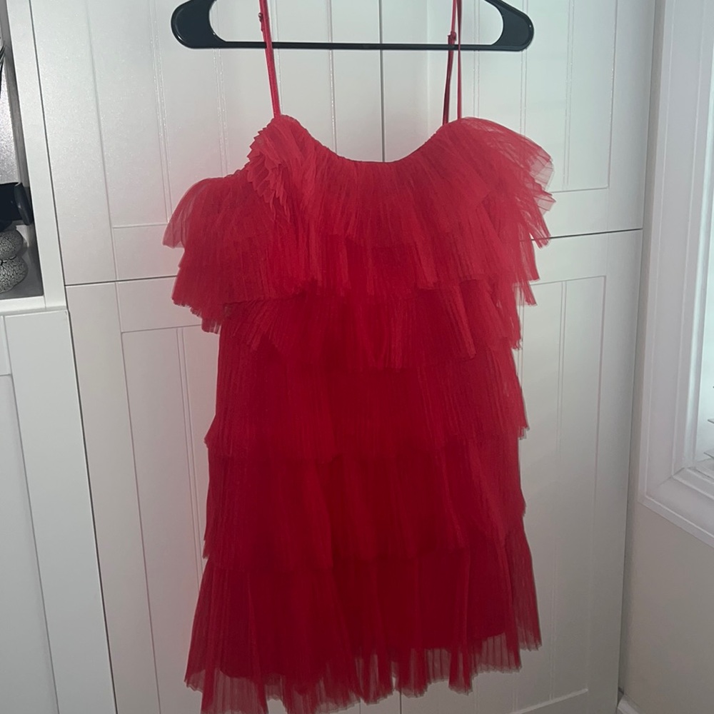 Red ruffle dress